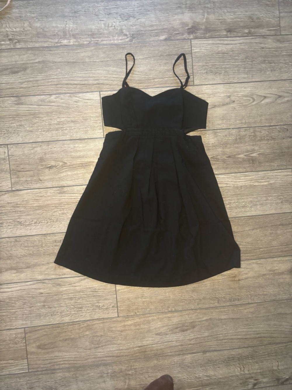 Sparkle & Fade Black Cutout Spaghetti-Strap Mini Dress